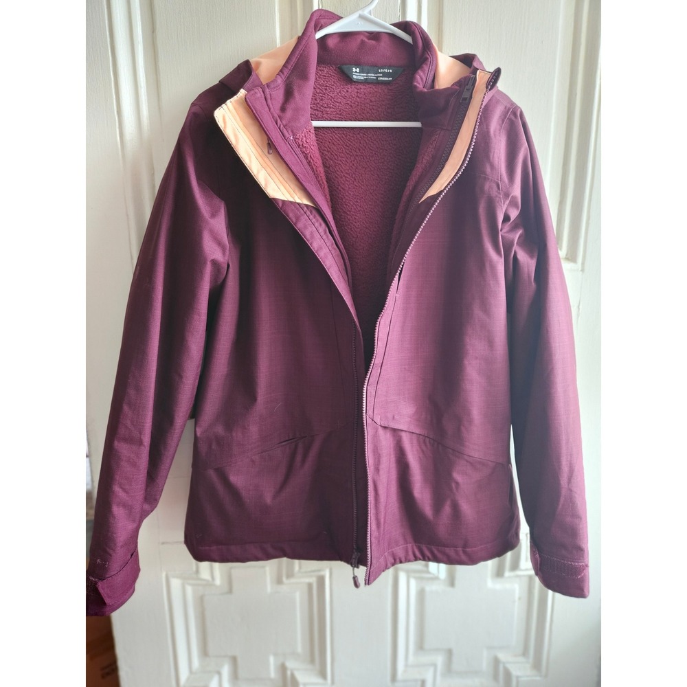 Under Armour ColdGear Infrared 3-in-1 Jacket Burgundy Maroon Peach Womens Large